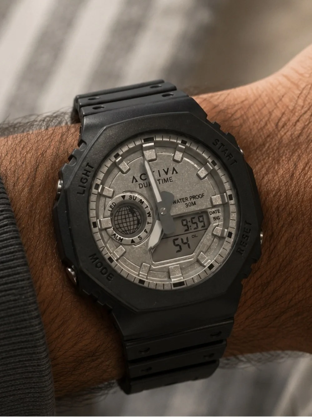 Activa by Invicta Dual Time Digital-Analog Watch - Black and Silver